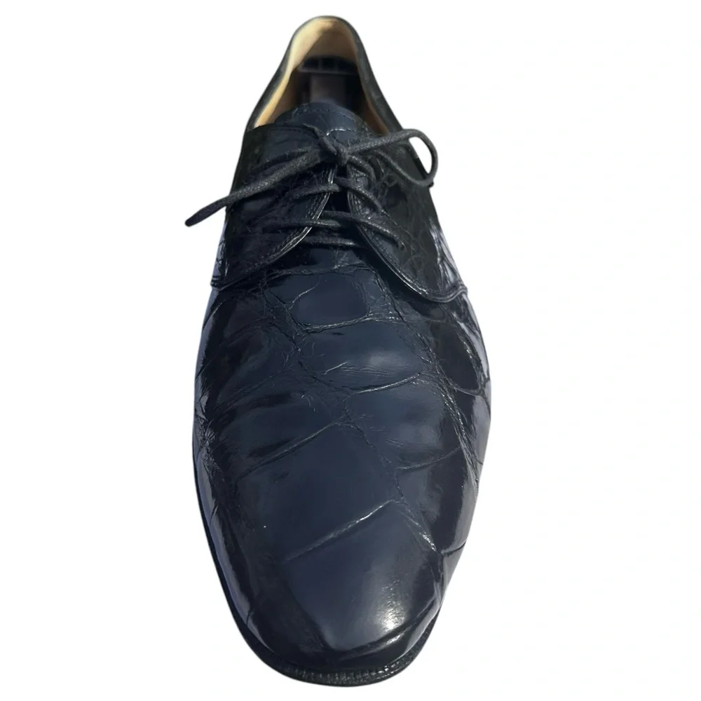 Mauri Alligator Leather Derby Shoes Lace Up Black US 11 1/2 11.5 Medium Vintage